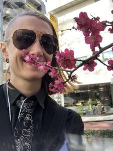 me sniffing cherry blossoms